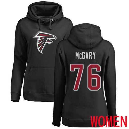 Atlanta Falcons Black Women Kaleb McGary Name And Number Logo NFL Football #76 Pullover Hoodie Sweatshirts